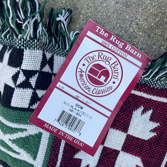 Vintage 1993 NWT Cow Cotton Woven Tapestry Blanket by the Rug Barn - Picture 7 of 7